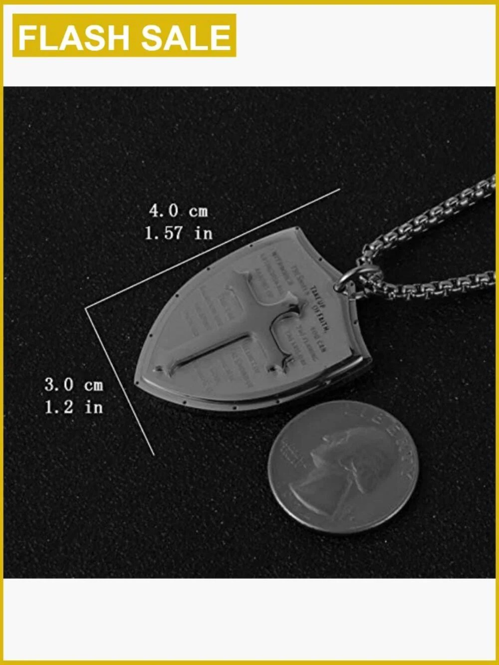 Shield Armor of God Faith Cross Stainless Steel Pendant Necklace
